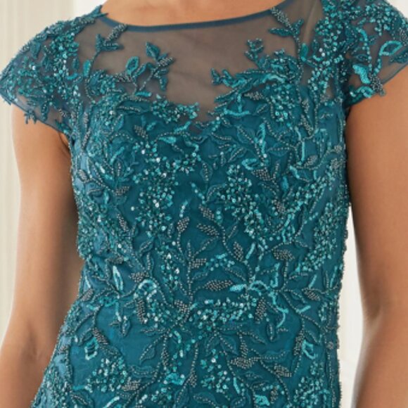 Plus size formal dress.Mother of the bride party wedding guest taupe or teal - Picture 7 of 8